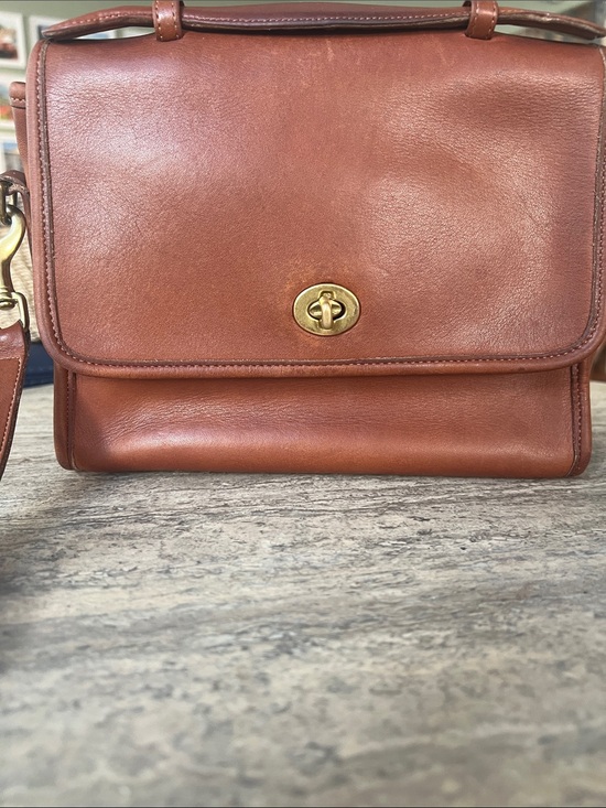 Coach Handbags - Coach Brown Leather Turnlock Crossbody Bag